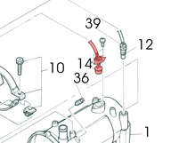 14) Thermostat (overheat thermostat)